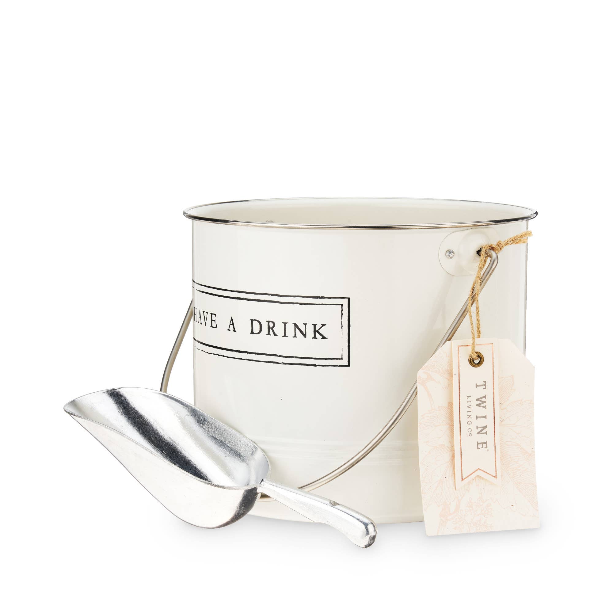 Twine - Wholesale Ice Bucket - Galvanized Metal Ice Bucket and Scoop Have A Drink in White1