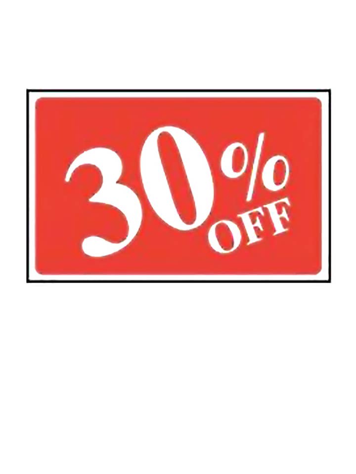 30% Off Rectangle Sign Card - 7"H x 11"W for wholesale by Store Supply Warehouse