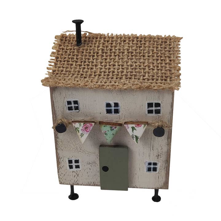 Wooden house White flags 6x4,8x9,5 cm Isabelle Rose for wholesale by Isabelle Rose