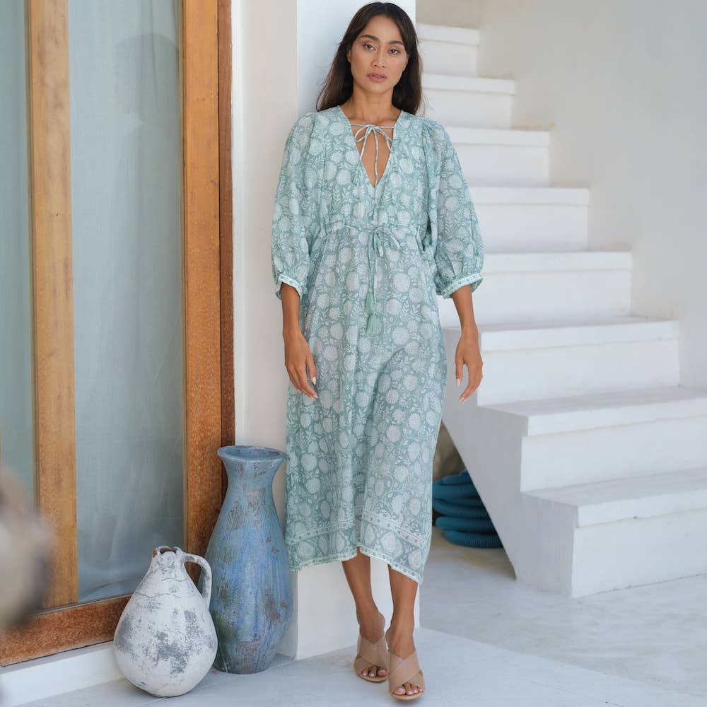 The Fox and The Mermaid - Wholesale Dress - Women's - Block Printed Drawstring Cotton Dress (Indra)8