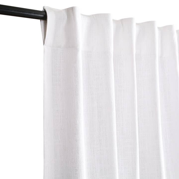 Khadi Textured White Cotton Curtains - Set of 2, 50x96" for wholesale on Faire