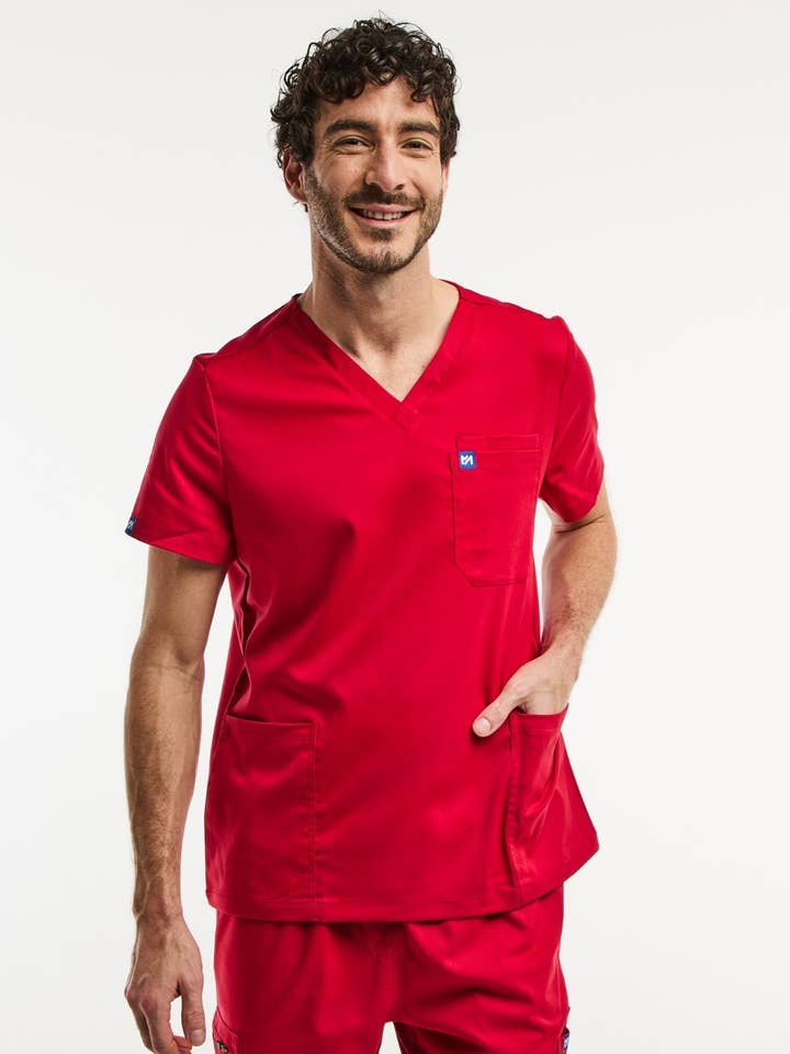 LUCA - Túnica médica - Homem - Vermelho por atacado de AELIN