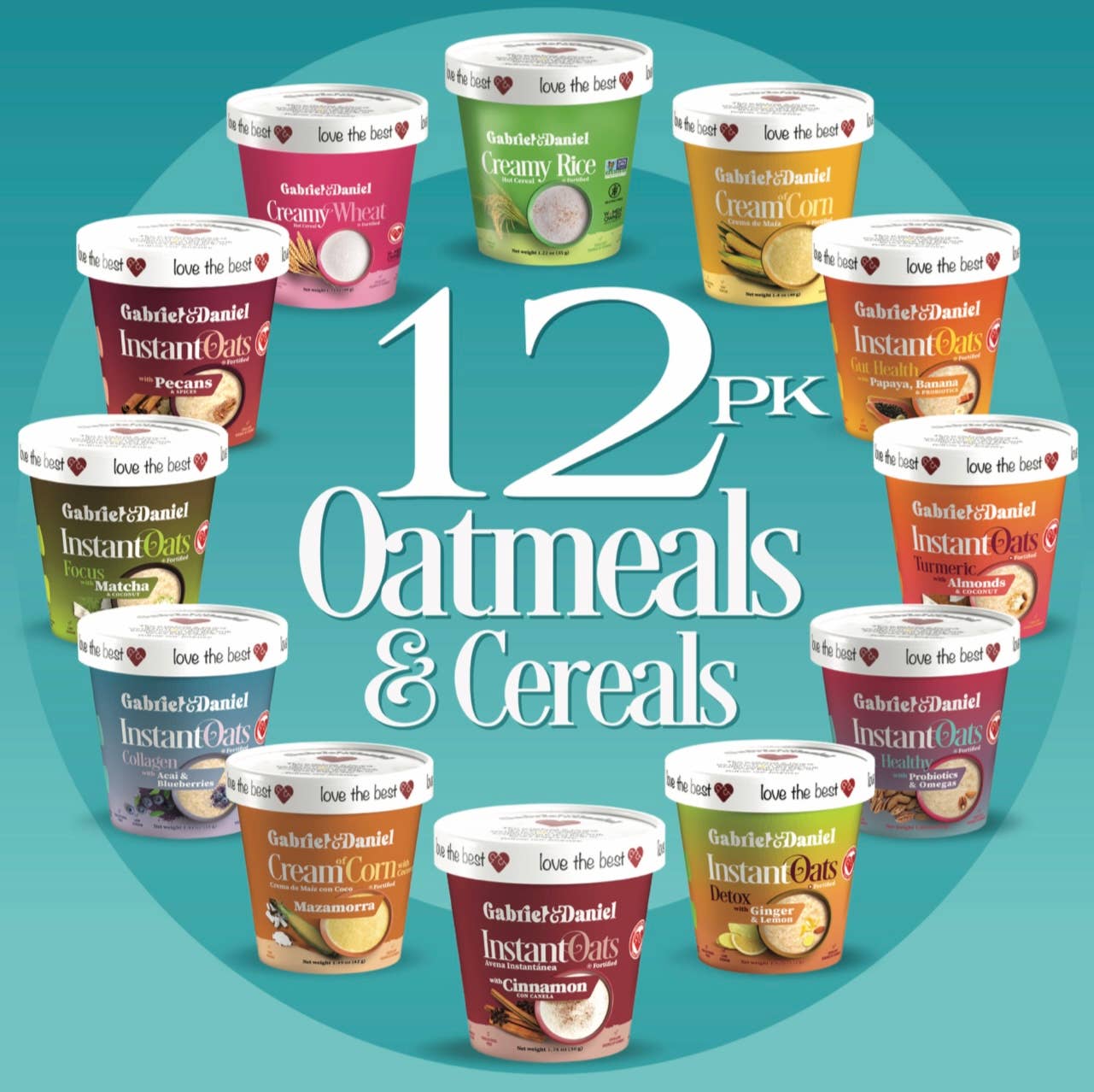 Gabriel & Daniel Wellness Oatmeals - Wholesale Oats - Organic Instant Oatmeals & Cereals - VARIETY PACK (12 cups)5