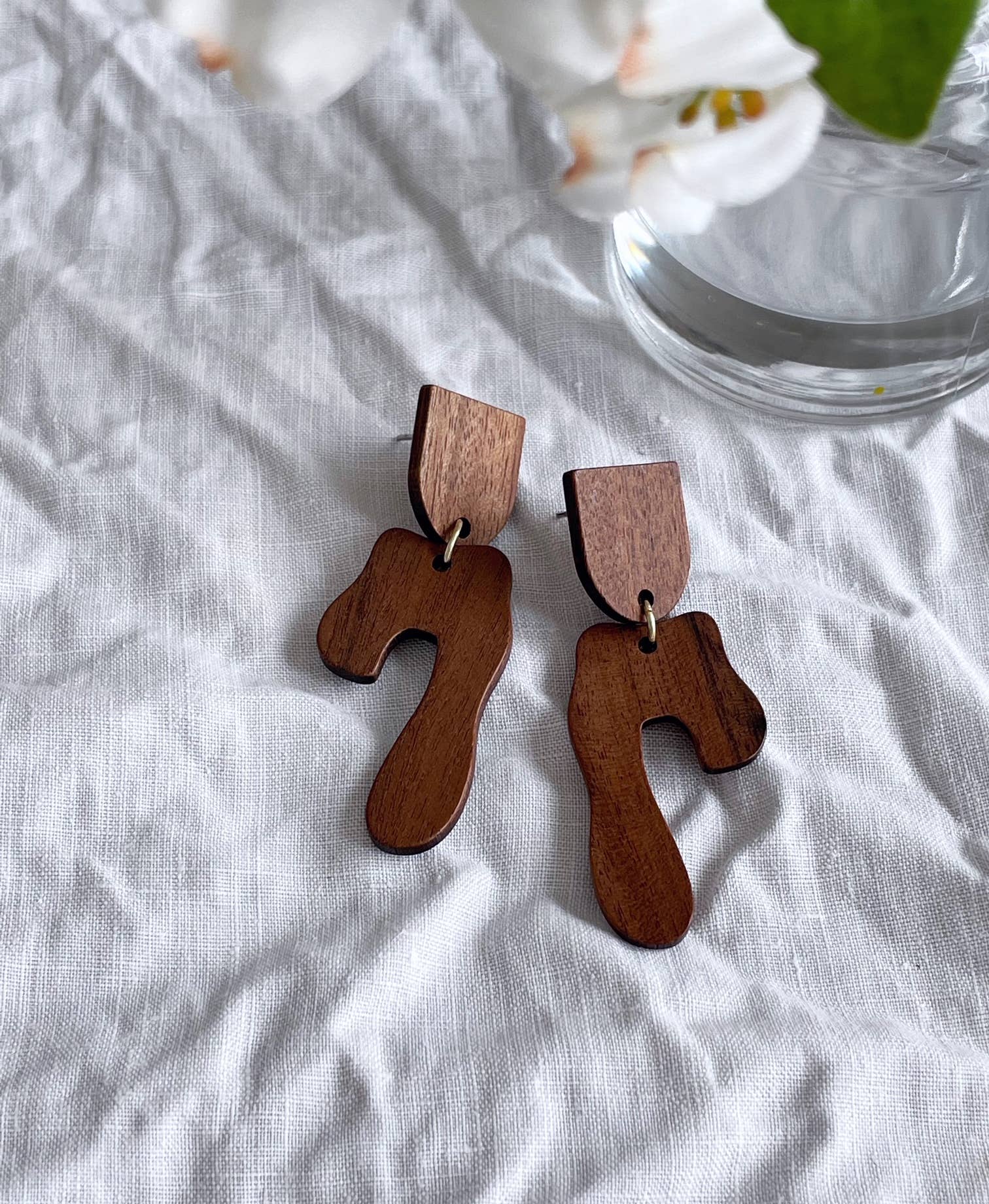 Pearl and Ivy Studio - Wholesale Dangle Earrings - Natural wood geometric shape earrings - Ridge3