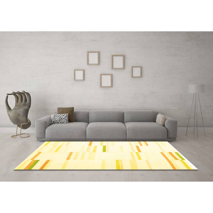 Machine Washable Solid Yellow Modern Area Rugs for wholesale by Ahgly