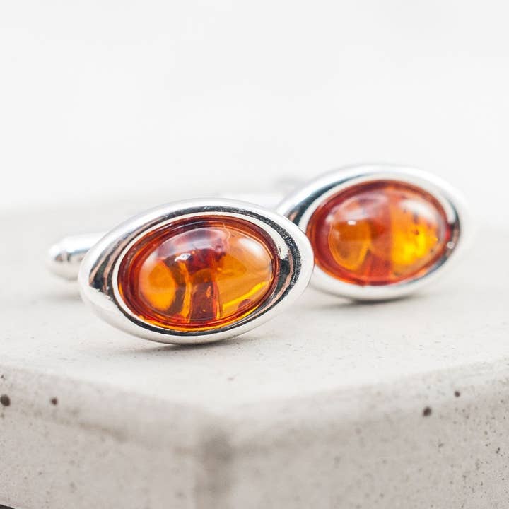 Baltic Amber Cufflinks Silver Cufflinks Wedding Gift for Him for wholesale by Marcin Waryszak
