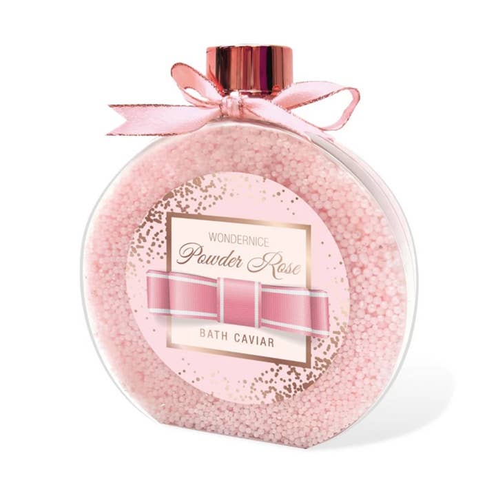 Powder Rose Bath Caviar in Pink Gift Bottle for wholesale by IngrossoBeauty by INCI Srl