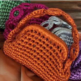 SIBYLLADELPHICA - Wholesale Clutch Bag - Women's - Mini Metallic Gold Crochet Clutch Bag - Persefoni5