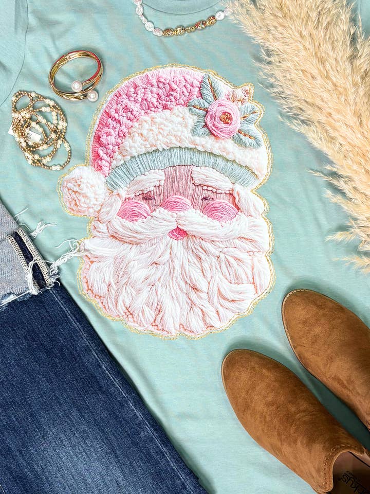 French Knot Santa (Dusty Blue) for wholesale by Forty One Threads Wholesale