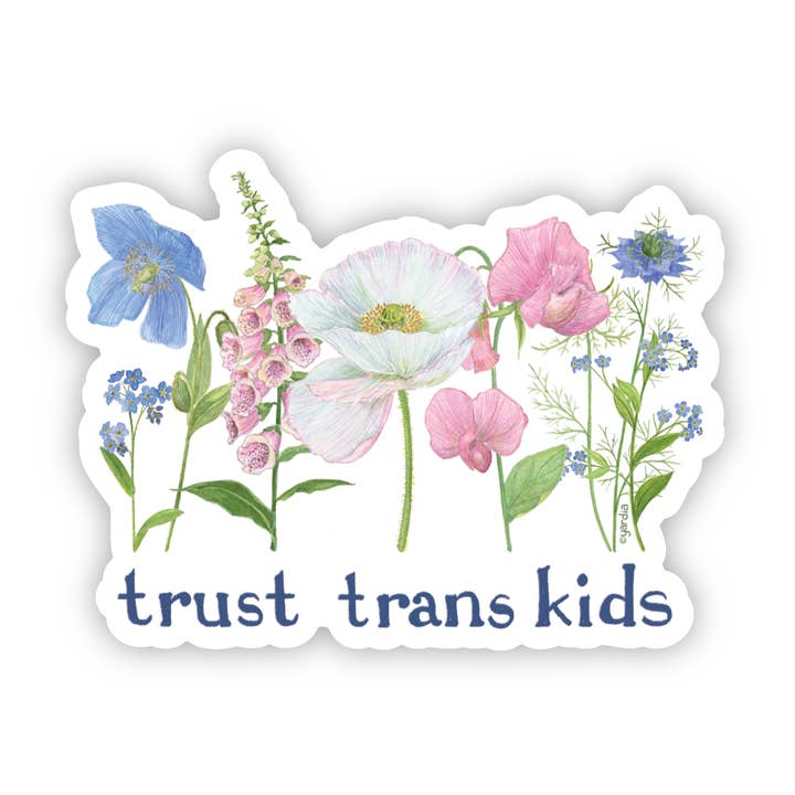Trust Trans Kids Sticker - Watercolor LGBTQ+ Vinyl Sticker for wholesale by Yardia