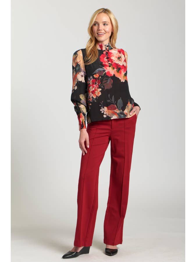 Puff Sleeve Blouse W/Ruched Detail - Red Multi
for wholesale on Faire4