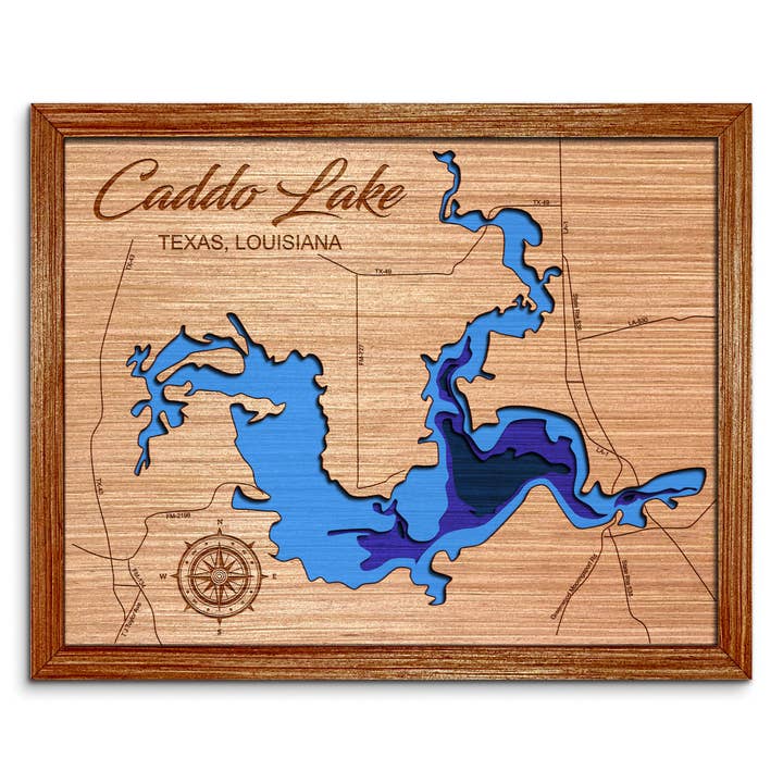 Caddo Lake Depth Map - Home & Wall Decor Art for wholesale by Premier Gifts and More