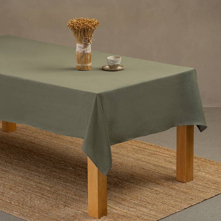 menique - Wholesale Tablecloth - Natural 100% Linen Tablecloth - Linen Holiday Tablecloth