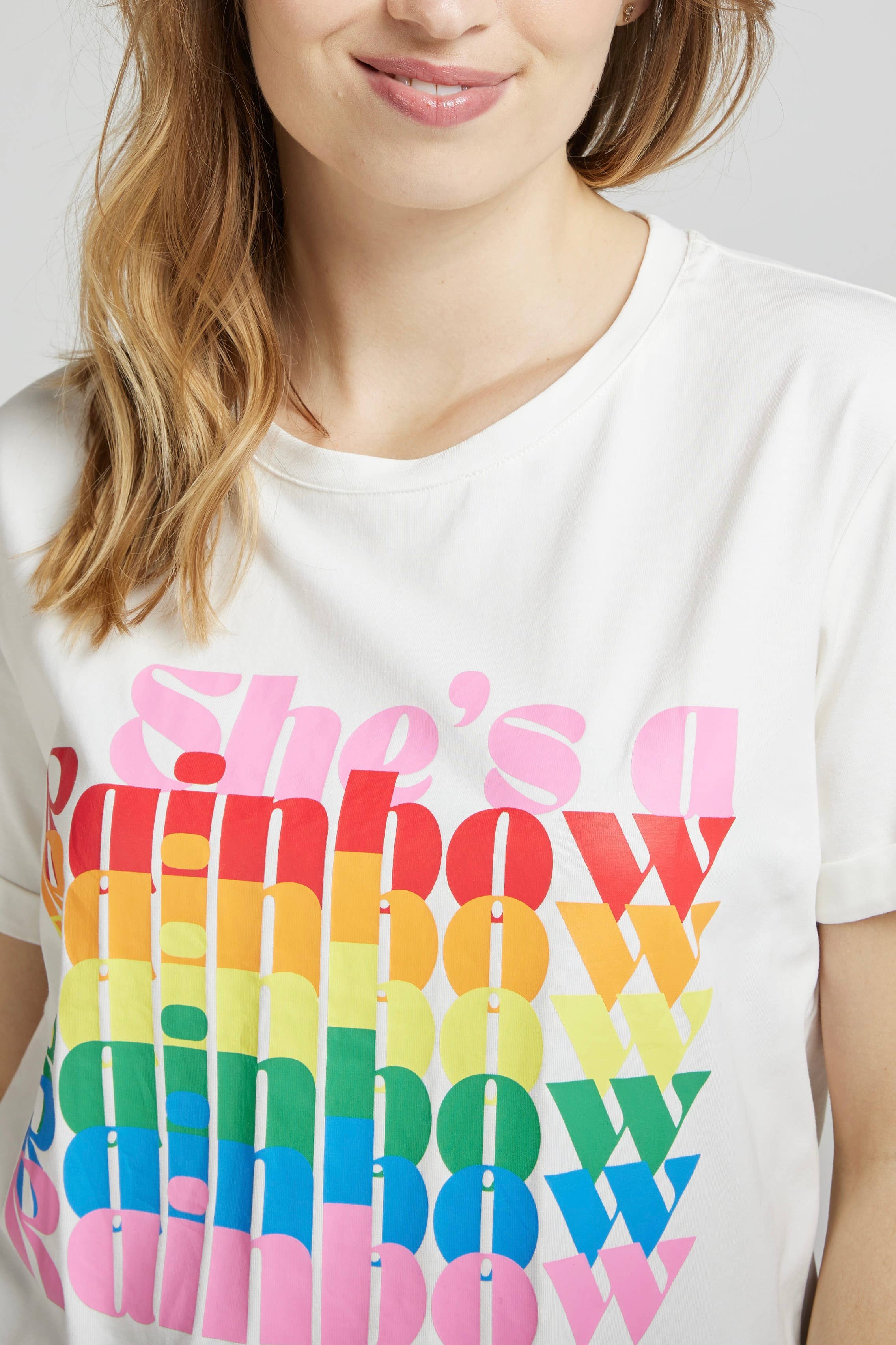 PRISM - “She's a rainbow” white cotton T-shirt for wholesale on Faire1