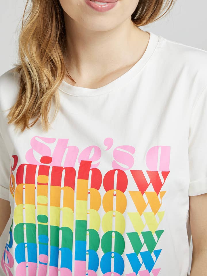 PRISM - “She's a rainbow” white cotton T-shirt for wholesale on Faire1