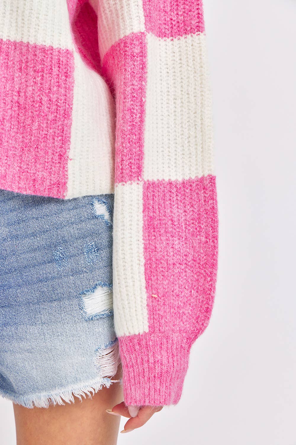 Sweet Lovely by Jen - Wholesale Knit Sweater - Women's - CASUAL SOFT COZY  RELAXED FIT CHECKER KNIT SWEATER48