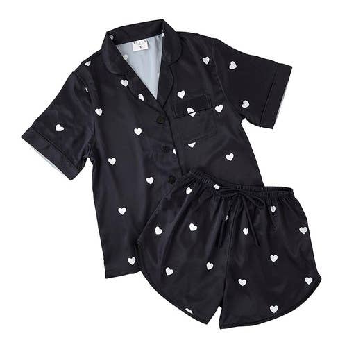 Satin Two-Piece PJ Set - Black for wholesale by Bella Sleep + Spa