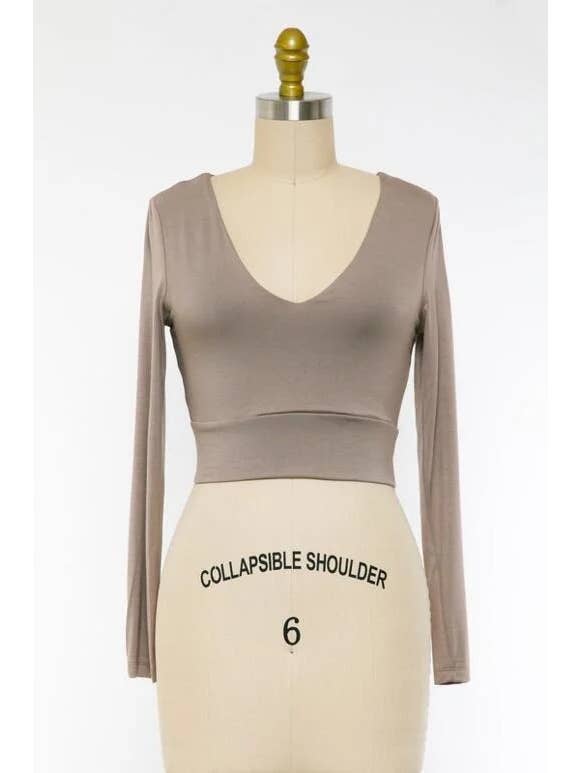 Final Touch - Venta al por mayor Jersey corto de punto - Mujer - Top Corto de Doble Capa con Escote en V - T30162