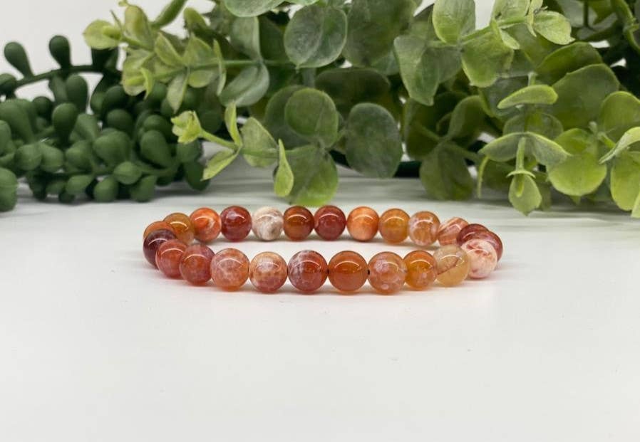 Meraki Gemstones - Wholesale Beaded Bracelet - Fire Agate Semi-Precious Gemstone Stretchable Bracelet 8mm