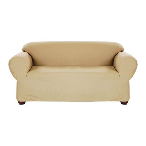 Stretch Jersey Slipcover Tan Loveseat for wholesale by LINEN STORE