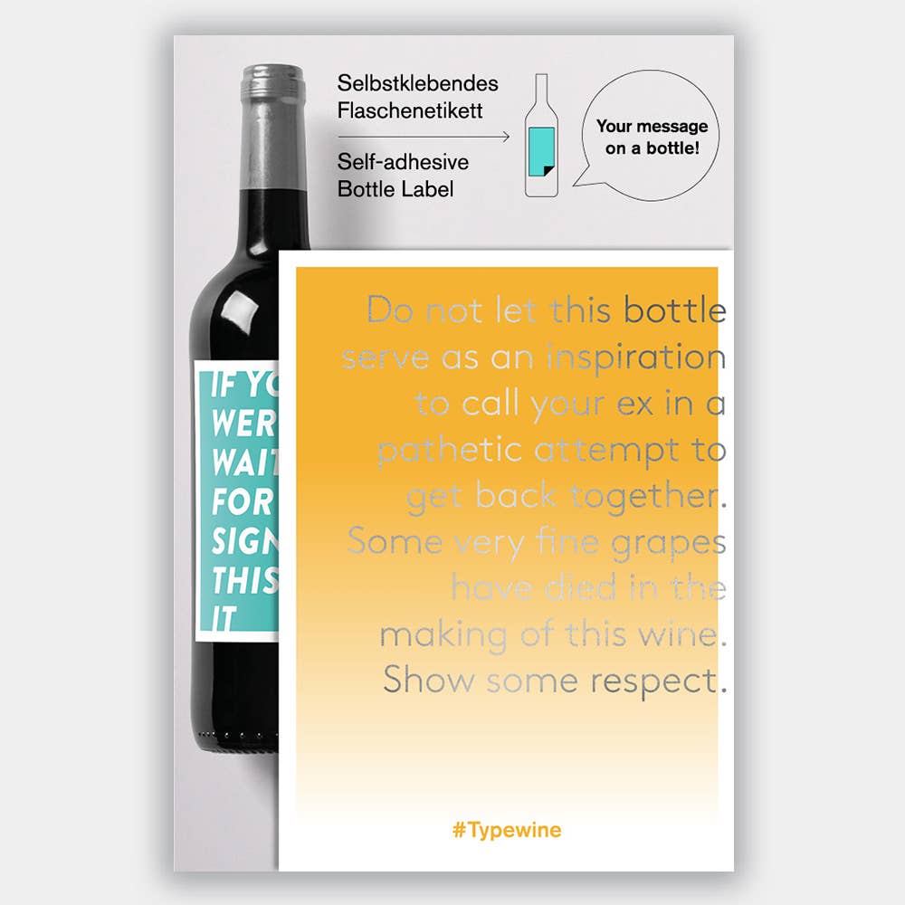 Typewine - Wholesale Gift Tag Label - Show Some Respect Wine Label2