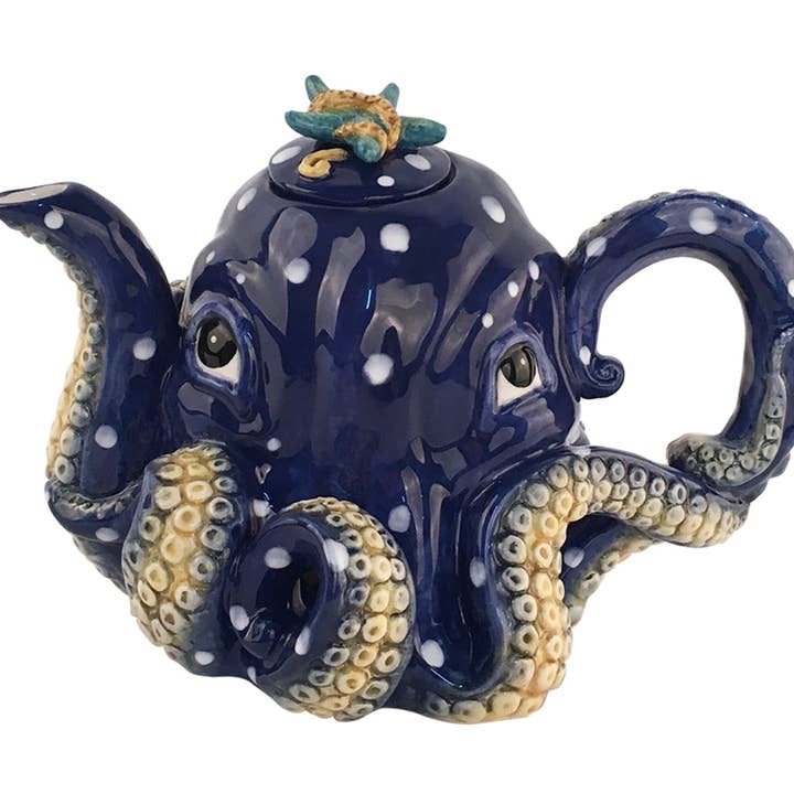 Blue Octopus Teapot for wholesale by Blue Sky Clayworks