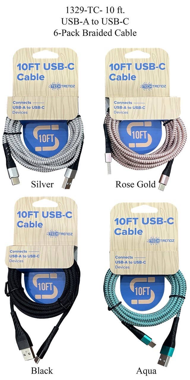 Tech Trendz - Venta al por mayor Cable de carga - Paquete de 6 cables de carga rápida de 3 m1