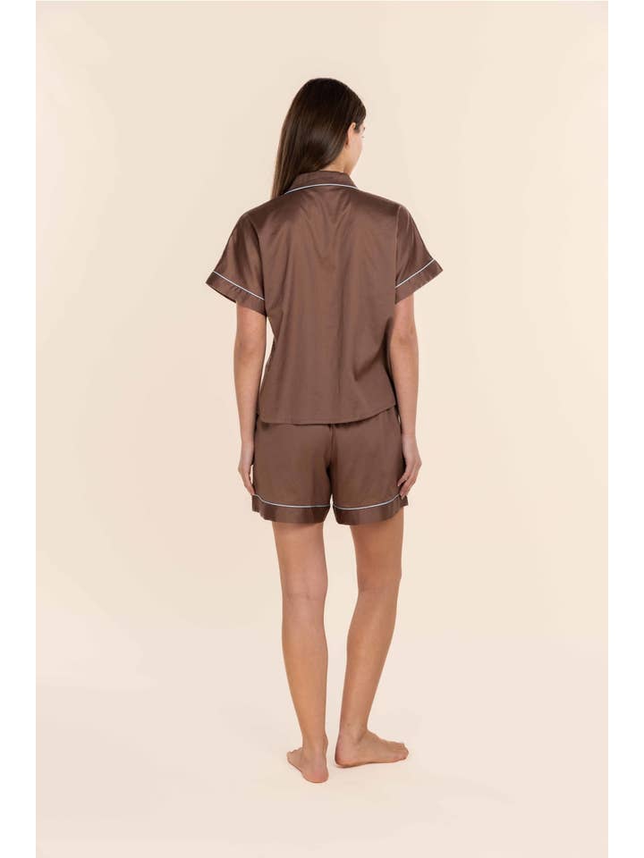 Mocha Cotton Pyjama Short Set - Ariana Brown for wholesale on Faire3