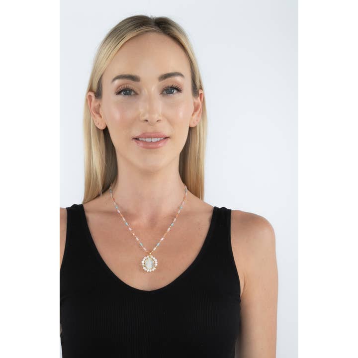 Eye Candy Los Angeles - Wholesale Pendant/Charm Necklace - Rose Quartz Virgin Mary Necklace1