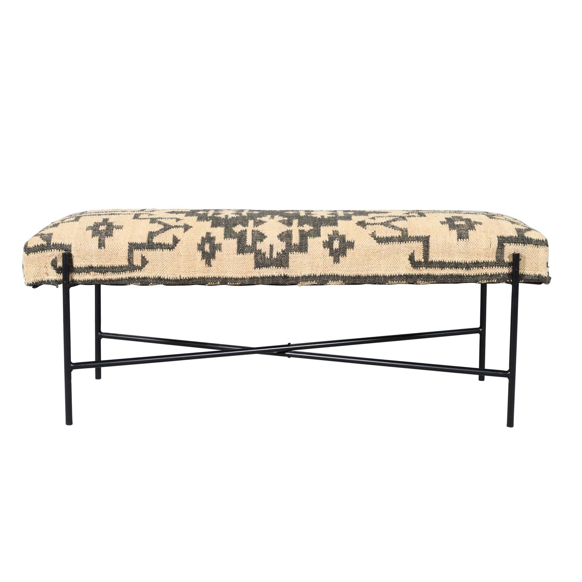 LR Home - Wholesale Bench - Handmade Jute Upholstered Bench with Metal Legs1