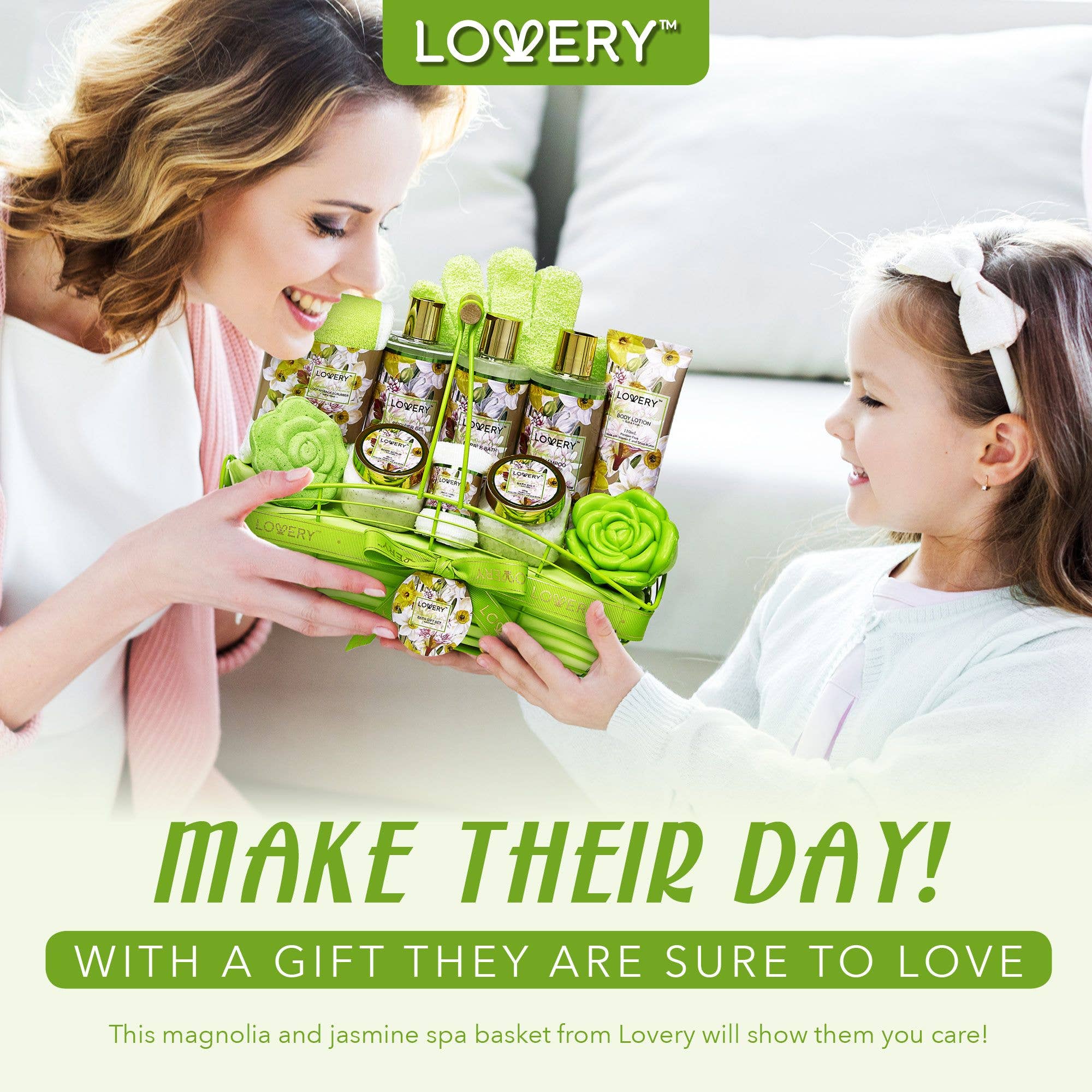 Lovery – wholesale Bath & body set – Home Spa Gift Baskets - Magnolia & Jasmine - 13pc Bath set6