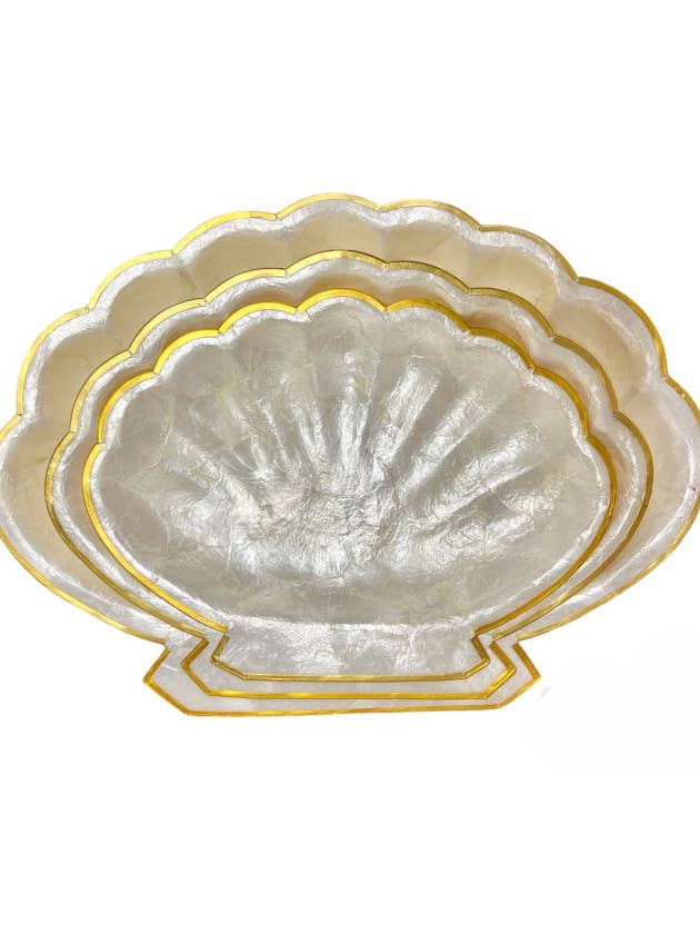 Vintage Clam Shell Shape Capiz Shell Tray Set
for wholesale by DK Hawaii