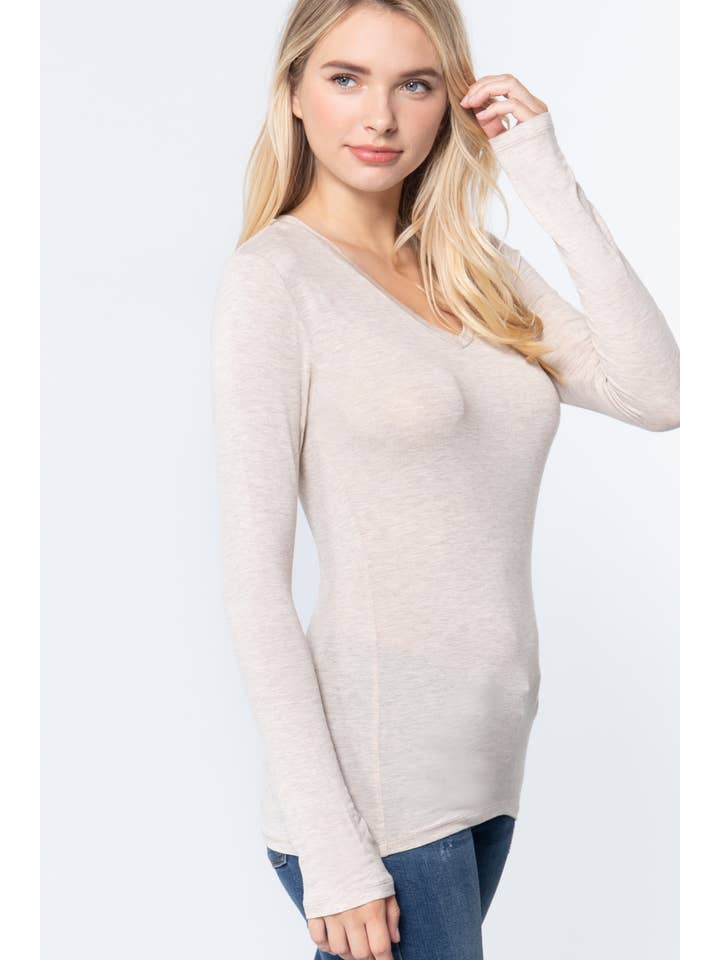 Vanilla Monkey - Wholesale Knit Top - Women's - Basic Solid Long Sleeve V-neck Top18