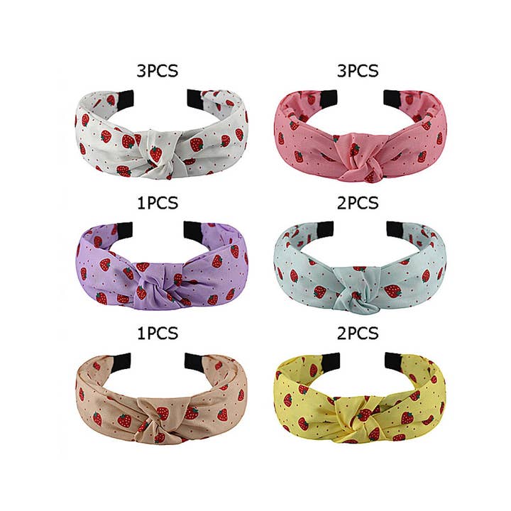 Sensibling Corp. - Wholesale Fashion Headband - Women's - 12PCS - Strawberry Pattern Knot Headbands1