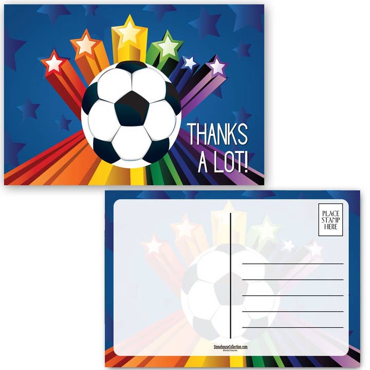 Colorful Soccer Thank You Postcards Set of 40 - B17129 for wholesale by Stonehouse Collection