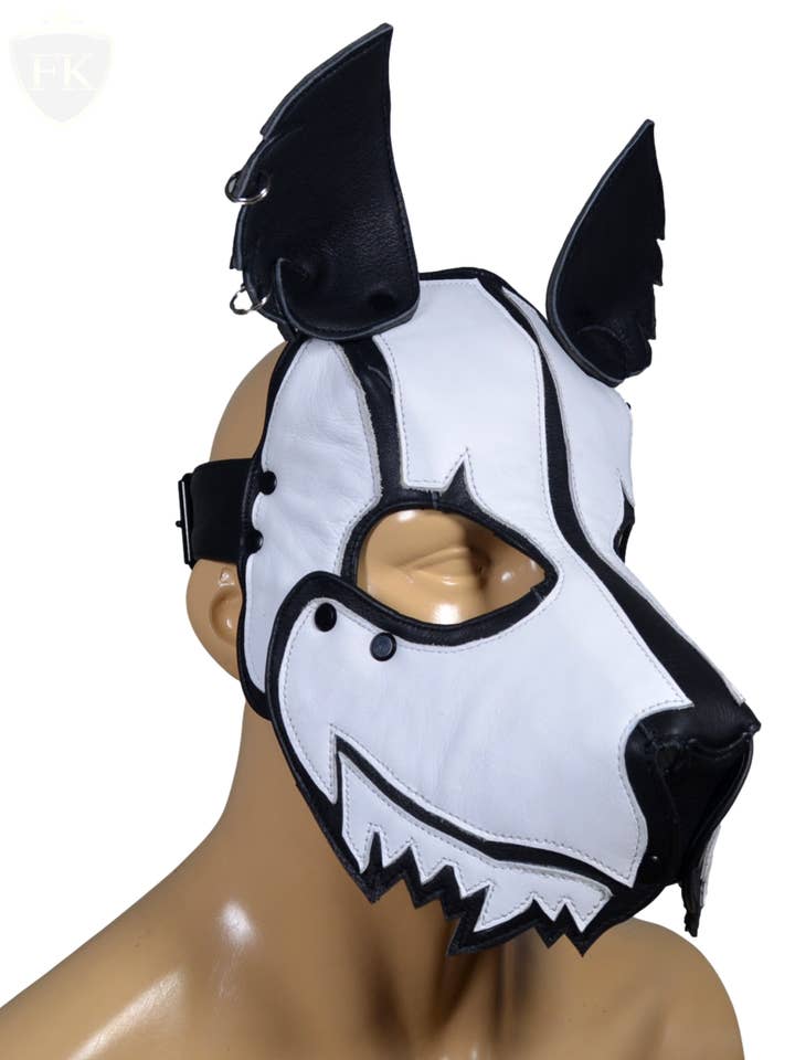 Disfraz con capucha y máscara de cachorro, equipo de recreación para cachorros para venta al por mayor de Meninleather