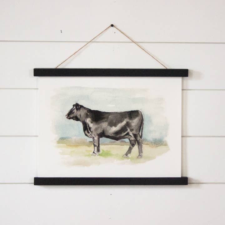 Black Angus Watercolor Art Print for wholesale by Tori Denae Art