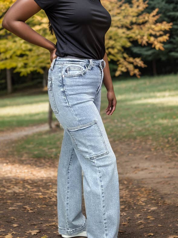 High Energy - Judy Blue Cargo Jeans for wholesale by Boutique Simplifed