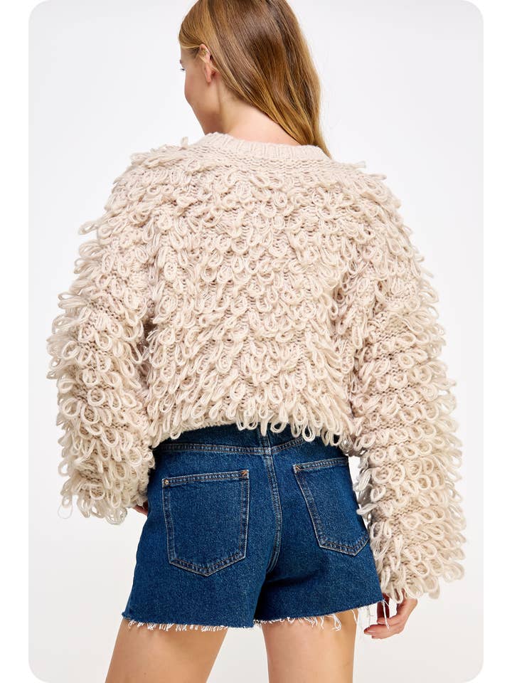 Strut & Bolt – wholesale Tunikatröja - Dam – Stickad Fringe Shaggy tröja6