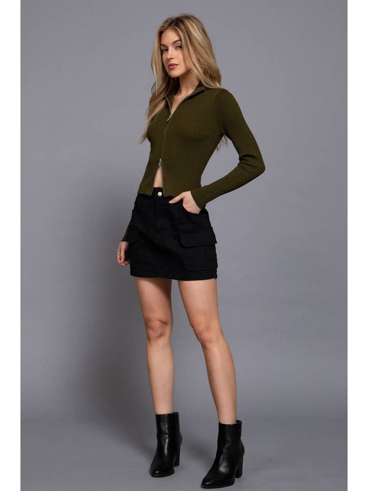 Active Basic | Active USA - Wholesale Knit Sweater - Women's - Long Sleeve With Two Way Open Zipper Detail Sweater20