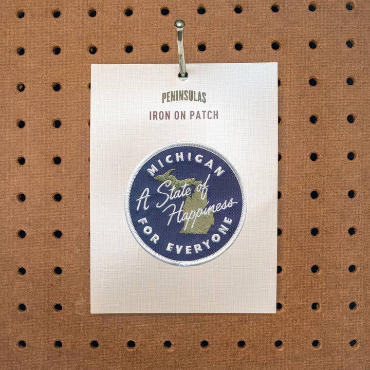 Peninsulas - Wholesale Patch - Michigan State of Happiness Iron-On Patch1