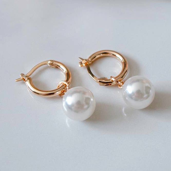 Boucles d'oreilles créoles en perles or rose Océanie pour la vente par Bowie & Co