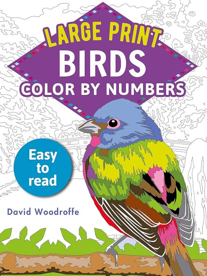 Impressão Grande Colorir por Números Pássaros: Fácil de Ler por atacado de Texas Bookman