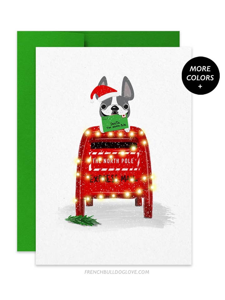 Brieven aan Santa French Bulldog kerstkaart voor wholesale door French Bulldog Love