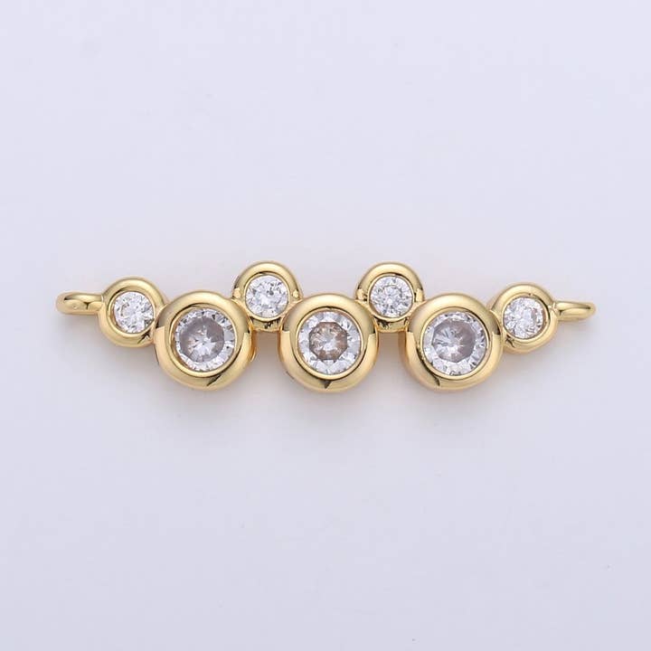 Gold Bubble charm Connector Micro Pave Charm 24K gold Filled Pendant, Bracelet Connector Necklace Pendant Link Circle Charm G-569 for wholesale by Aim Eternal