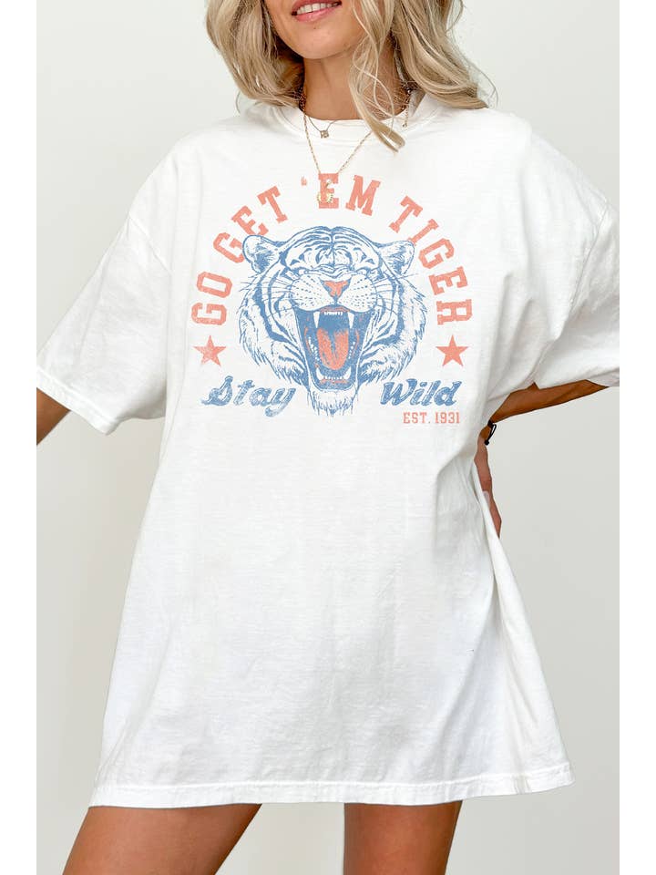 BouTeeQue Closet - Wholesale Screen Printed T-Shirt - Women's - BT8161 OT GO GET EM TIGER Unisex Oversize T Shirt 4