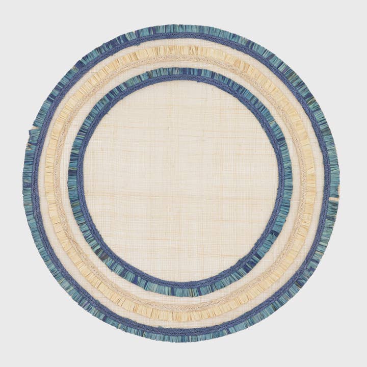 Ruffle kant halm bordstablett, indigo, uppsättning av fyra för wholesale av Joanna Buchanan