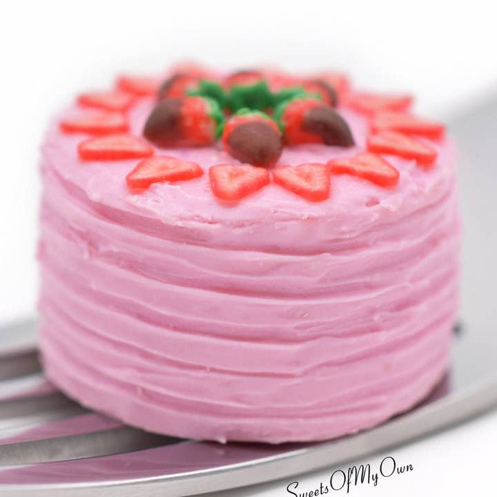 Pink Strawberry Cake Miniature - Dolls House Miniature Food for wholesale by Sweetsofmyown