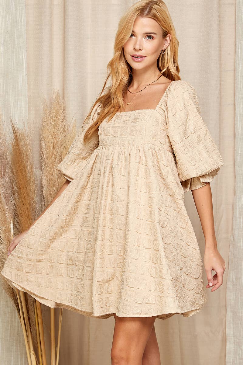 Sweet Lemon - Wholesale Dress - Women's - EMBOSSED SQUARE NECK BABYDOLL DRESS5