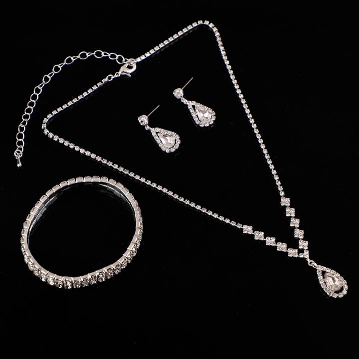 (49313-100) Silber Kristall Tropfen 3er Set Br zwei lns für den Großhandel von Cool Crystals